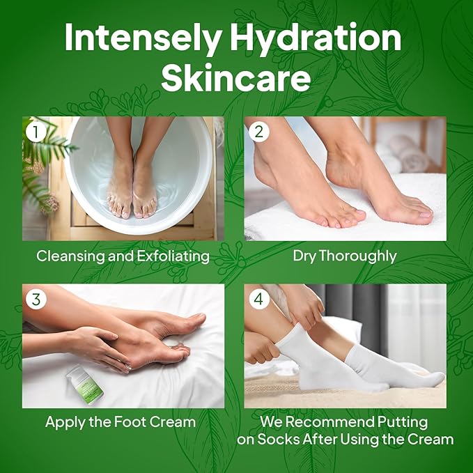 Pumice Valley Foot Cream for Dry Cracked Feet and Heels - Natural Moisturizer, Corn, Calluses Treatment - Skin, Body Lotion, Panthenol, Tea Tree Oil, Menthol 1.7 Oz