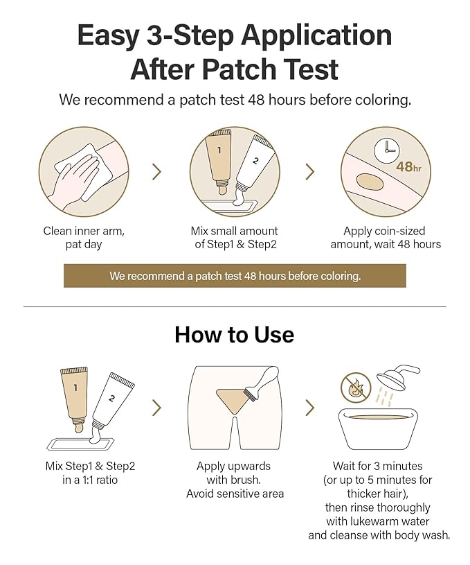 Color for Hair ‘Down There’, Cream Type, Natural Black-Brown Color, Easy to Apply, 3-Minute Touch-Up