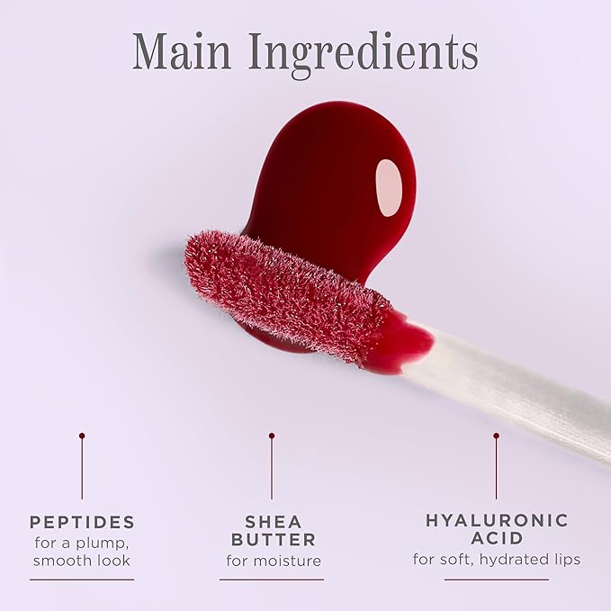 Cote Beauty's Tempted Peptide Lip Shine, Ultra Hydrating & Long-Lasting Warm Berry Plumping Lip Gloss for Women with Hyaluronic Acid, Shea Butter & Jojoba Oil, Vegan & Cruelty-Free, 0.12 Fl Oz