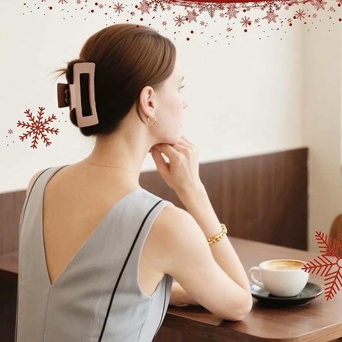 TOCESS 8 Pack Neutral Big Hair Claw Clips for Women Large Claw Clip for Thin Thick Curly Hair 90's Strong Hold 4.33 Inch Nonslip Matte Hair Clips