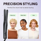 Wavytalk 0.65" Pencil Flat Iron, Cool Curl Pencil, Small Airflow Styler and Straightener for Short Hair, Pixie Cut and Edges, Curling Iron for Short Hair with 360º Cool Airflow, Black
