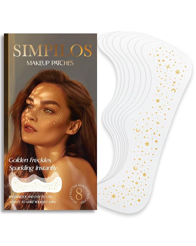 Makeup Pathes, Body Face Glitter for Kids Women Girls, Gold Snowflake Glitter Makeup Speckles for Face, Singer Concerts Festival Holiday Party Rave Accessories - 8 Counts