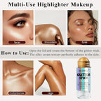 Gold Body Glitter Stick, Long Lasting Moisturizing Body Glitter for Women, Multi-Use Highlighter Makeup, Sparkling Face Glitter Mermaid Makeup for Kids, Travel Size for Daily, Festival, Party