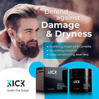 Kick Men's Medium Hold Hair Cream - Non Greasy, Thickening, Damage Control, Anti-Greying, Hydrating - 2 Oz