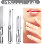 3 Pcs Stainless Steel Nail Files Kit with Leather Case, Double Sided Metal Nail Files with Anti-Slip Handle for Women and Men, Metal File Buffer Manicure Pedicure Tools for Fingernail Toenail(Black)