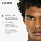 Under Eye Gel for Men, Caffeine Eye Cream, Peptides, RejuveNAD, Instant Tightening, Brightening, Depuffing for Under Eye Bags, Blurs Fine Lines and Dark Circles, 0.5 Fl Oz