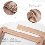 AWAYTR Long Satin Bonnet for Braids - Elastic Silk Hair Bonnets for Sleeping Night Cap Stretchy Tie Band for Women（Champagne）