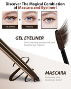 Brown Waterproof Colored Mascara&Eyeliner,5D Fiber Mascara for Eyelashes Volume and Length, Smudgeproof Color Waterline Gel Eye Liner Pen Lengthening Curling Máscara Women Party Stage Use Makeup Gift