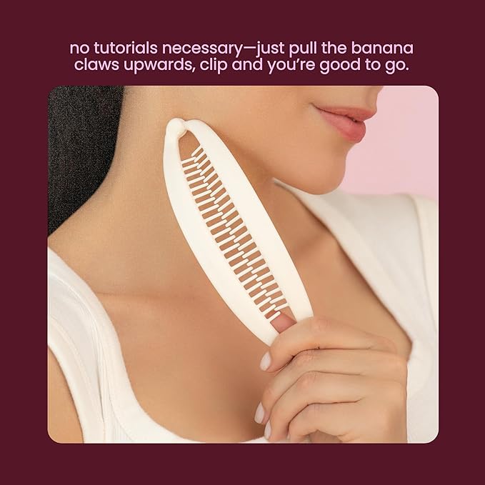 Cobana Banana Clip Hair Clips - Volumizing Hair Claw Clips & Hair Styling Accessories for Thick & Thin Hair - Large 6'' Set of 2 (Neutral)