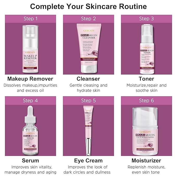 Skincare Gifts Set for Women,Skin Care Set Kit,Hydrating Moisturing Repairing Soothing Snail Mucin Facial Skin Care Routine Kit for Dull Skin & Dry Skin,Travel Skin Care Gift Set Women Teens Mom Wife