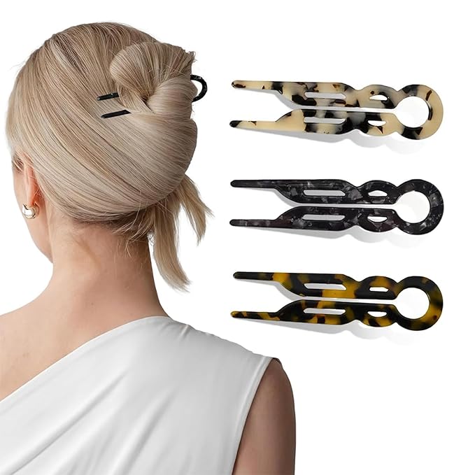 3PCS Prestige Hair Pin for Women, U-shaped Flat Clips, New French Hair Accessories HairPin, Strong Durable, Strong Hold Hair Fork for Women Buns, All Hair Styling Accessories Suitable (Medium 3.5in)
