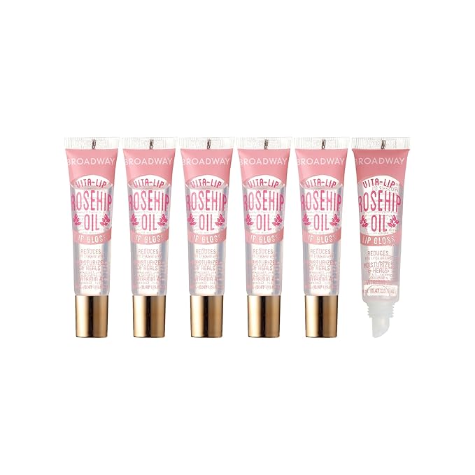 Ruby Kisses Broadway Vita-Lip Clear Lip Gloss (Rosehip Oil 6 Pack), Ultra-Hydrating & Soothing Formula with Vitamin Oils, High-Shine Non-Sticky Finish, Healing Glossy Lip Balm With Vitamin A