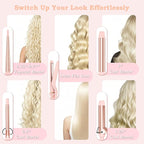 Ufree 5 in 1 Curling Iron with Ceramic Barrels (0.35"-1.25"), Curling Wand Set with Flat Iron Hair Straightener, Instant Heat Up, Dual Voltage Hair Curler, Gifts for Women, Pink