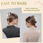 White Hair Clips for Women - 8 Pack 4.3 Inch Large Matte Banana Claw Clips for Women Thin Thick Curly Hair, Big Strong Hold jaw