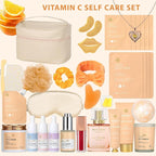 Christmas Gifts for Women, Orange 33 Pcs Facial Kit, Skin Care Gift Set, Self-Care Kit, Spa & Bath & Body Basket Gift, Beauty Bag Set, Collagen Gel Mask, Pampering Kit, Birthday Gift, Mother Day