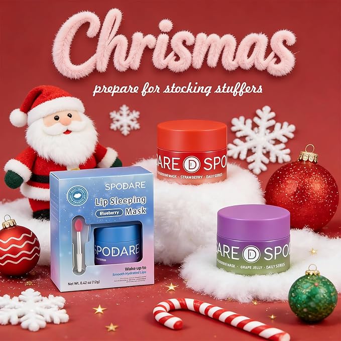 Blueberry Lip Mask Overnight, Dual-Color Lip Sleeping Mask for Reduce Fine Lines, Nourish and Hydrating Dry Cracked Skin with Vitamin C and Shea Butter, Stocking Stuffer