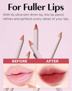 THESAEM Cover Perfection Lip Pencil - 08 Lusty Soft Coral - Slim 4mm Lip Liner for Overlip Correction - Korean Makeup Lip Contouring Pencil Easy Blending Formula, 0.04oz