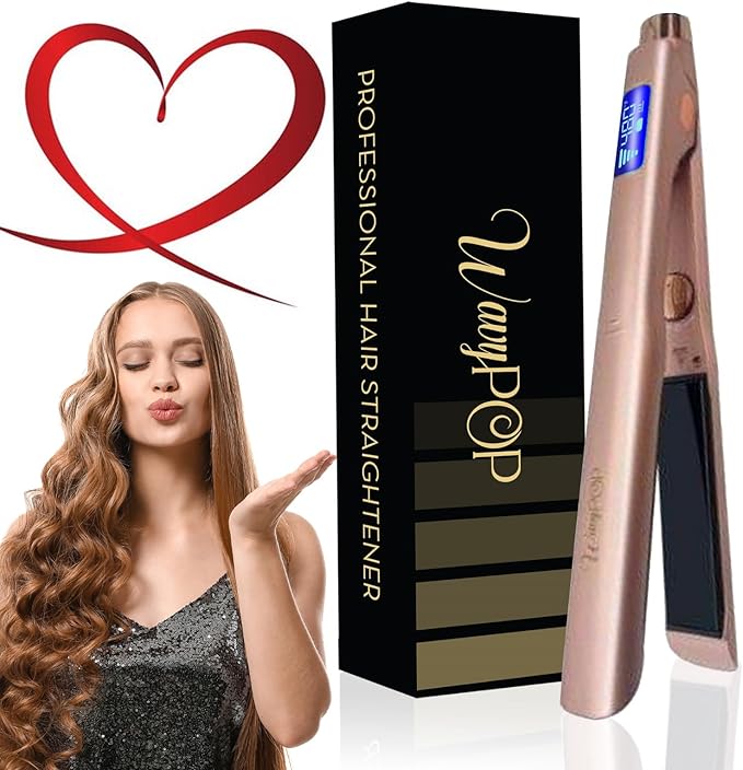 2 in 1 Professional Dual-Voltage Titanium Flat Iron Hair Straightener | up to 480°F | 10s Heat-Up | Straightening Iron & Hair Curling Wand 1.25" with Ceramic MCH Fast Heat, Auto Shut Off