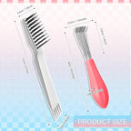 Boao 2 Pieces Hair Brush Cleaning Tool Comb Set 2-in-1 Mini Hair Brush Dirt Remover with Metal Wire Rake for Removing Dust Home and Salon Use (Pink and Gray)