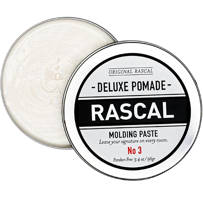 Original Rascal Deluxe Pomade for Men #3 - Matte Molding Hair Paste with Medium Hold & High Shine - Men's Styling Care Solution Product for All Hair Types - Natural Infused with Beeswax & Mineral Oil