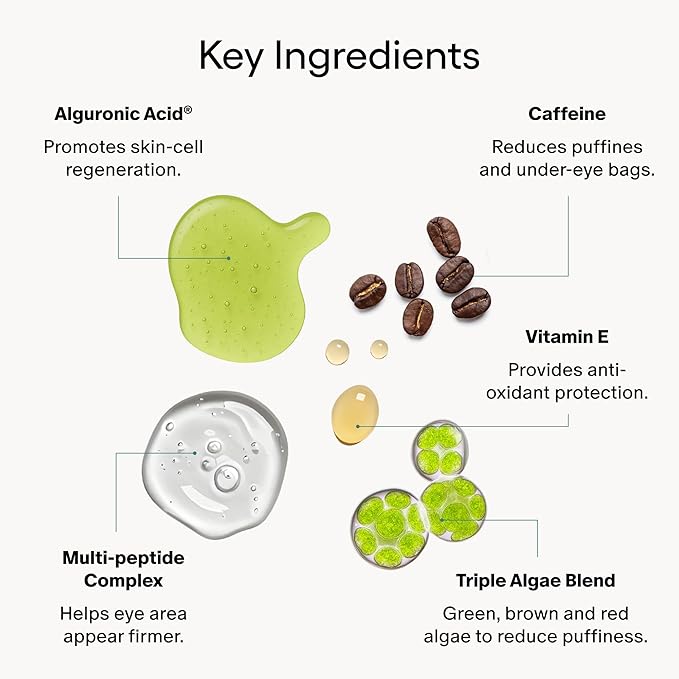 Algenist Triple Algae Eye Renewal Balm - Hydrating Vegan Eye Cream with Caffeine, Alguronic Acid & Vitamin E to Help Reduce Dark Circles, Puffiness, Fine Lines & Wrinkles - Travel Size (0.5 oz)