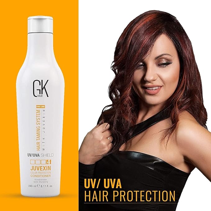 GK HAIR Shield Conditioner 8.11 Fl Oz – UV Protection for Color Hair, Aloe Vera & Argan Infused, Sulfate and Paraben Free, Repairs Damage, Boosts Shine, Hydrating & Vegan