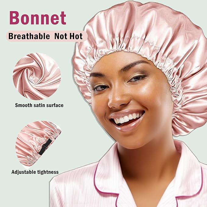3Pcs Hair Bonnets For Sleeping Satin Bonnet For Women Silk Bonnets Womens Curly Hair Sleep Caps Silky Night Cap