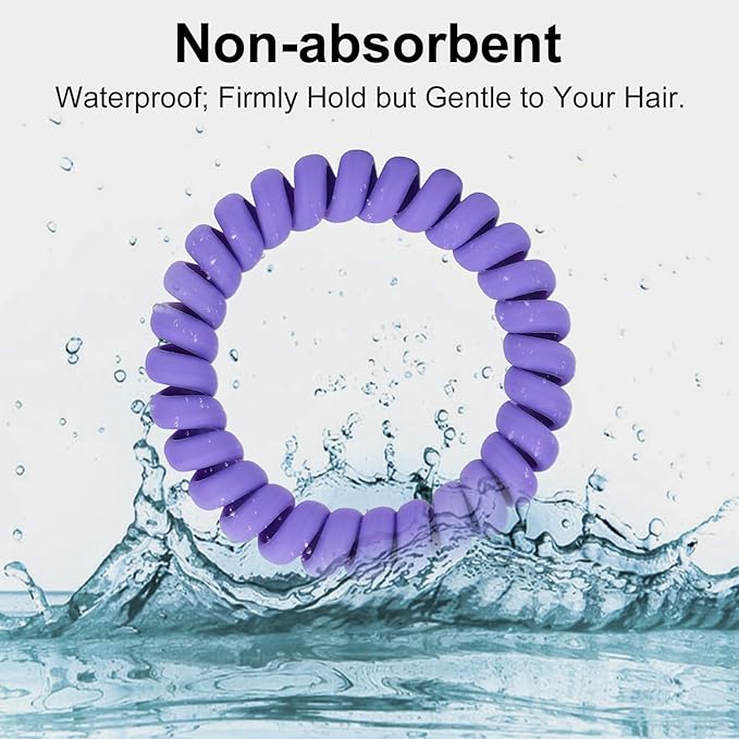 JessLab Spiral Hair Ties for Women, 10-Pack Traceless No-Damage Ponytail Holders, Coils Hair Bands for Girls, Assorted Colors
