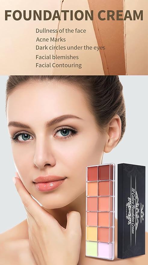 12 Color Correcting Concealer Palette, Cream Color Corrector