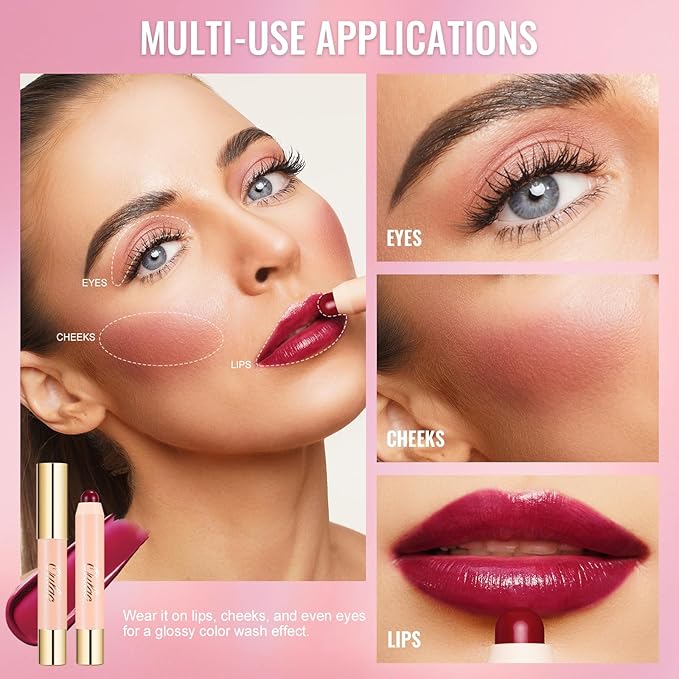 Oulac Moisturizing Lipstick - Hydrating Lipstick Tinted Lip Balm for Dry Lips, Purple Lip Crayon & Blush - Lip Color and Cheeks Makeup | 2.48g, Blackcurrant Jelly (05)