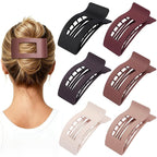 French Flat Hair Clips for Women 6pcs Hair Claw Clips for Thick or Thin Hair Matte Claw Clips for Girls Barrettes Non-Slip Strong Hold Hair Accessories for Women (Brown Scarlet)