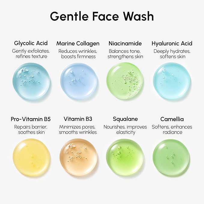 MAREE Face Exfoliator — Microdermabrasion Facial Scrub & Exfoliating Face Wash for Women — Collagen & Glycolic Acid — Gentle Scrub and Exfoliant — Men Exfoliating Scrubber — Exfoliante Facial Cleanser