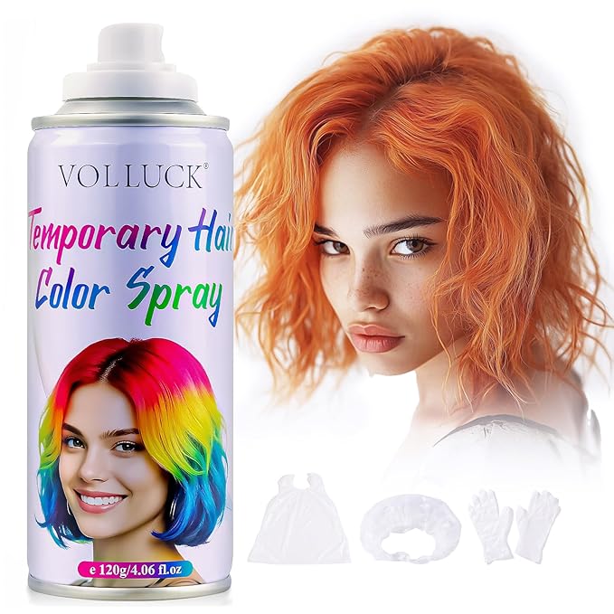 Orange Hair Spray Color Temporary, Hair Color Spray 1-Day Hair Dye Colored for Kids Women Men, Hair Wax Color Washable, Hair Paint for Halloween Party Fast-Drying, Non-Sticky 4.06 Fl Oz