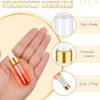 200 Pcs Mini Glass Oil Dropper Bottle Bulk, Clear Essential Small Empty Bottles Sample Containers Perfume Liquid Vials with Cap for Traveling (5 ml,Gold)