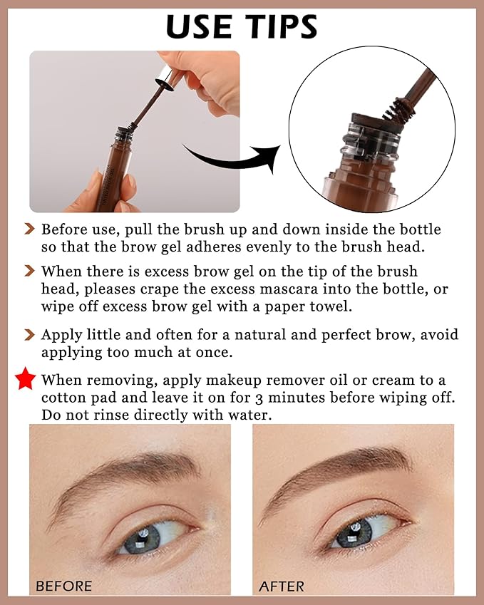 Waterproof Tinted Eyebrow Gel-Long Lasting Smudge-Proof Eyebrow Mascara Tinted Brow Glue,Eye Brow Filler,Volumizing Enhance Brow Mascara With Brow Razor,Christmas Eye Makeup Gift for Women-06 Ebony