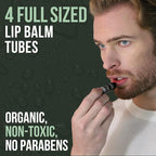 RUGGED & DAPPER Lip Balm for Men - Certified Organic + Natural Ingredients - 4 Pack - Hydrating Mens Chapstick - USA Made