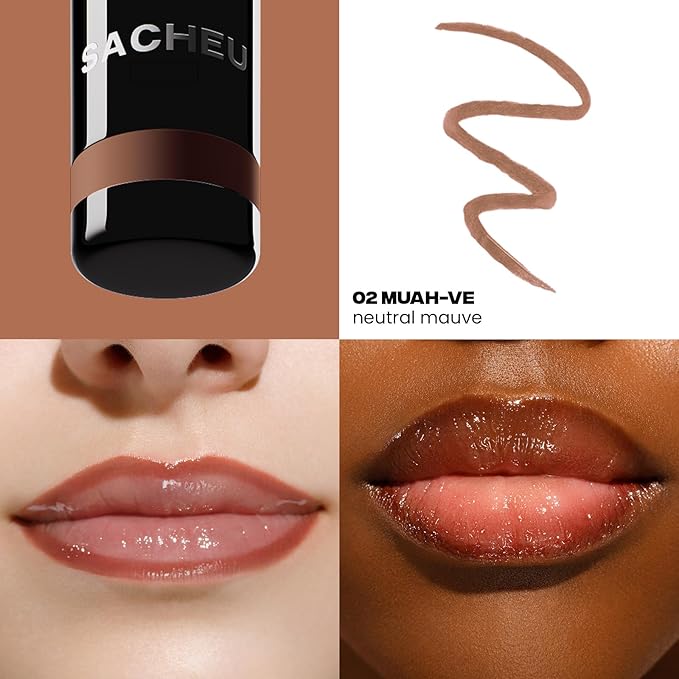 Sacheu Lip Liner STAY-N Peel Off Lip Stain — Long Lasting Waterproof Lip Tint with Hyaluronic Acid & Vitamin E — Transfer Proof Matte Finish, Vegan & Cruelty-Free (MUAH-VE)