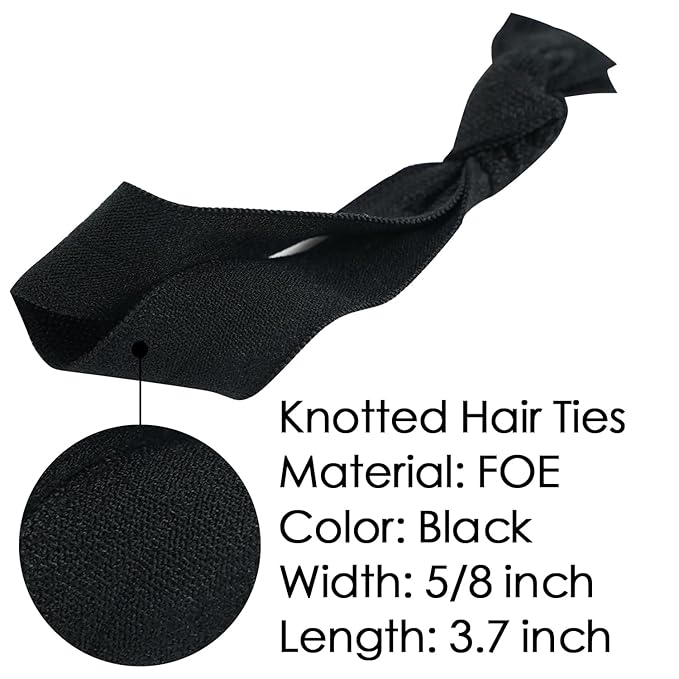MEEDEE Hair Ties Pack: 100 Black No Crease Soft Knotted Ribbon Ties for Women - Ouchless, No Damage, Suitable for Ponytails, Yoga, and Bracelets
