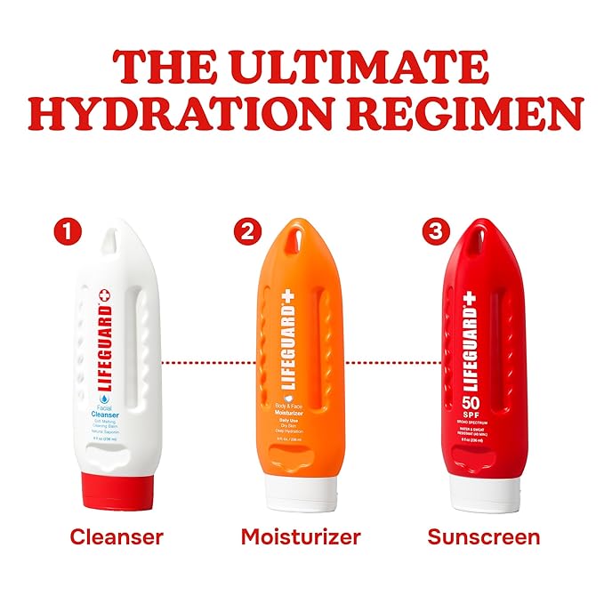 Lifeguard SPF 50 Sunscreen Lotion - Daily Broad Spectrum Face and Body Sunscreen, No White Cast, Hydrating Finish, For All Skin Types, Water Resistant, Reef Safe - 8 fl. oz.