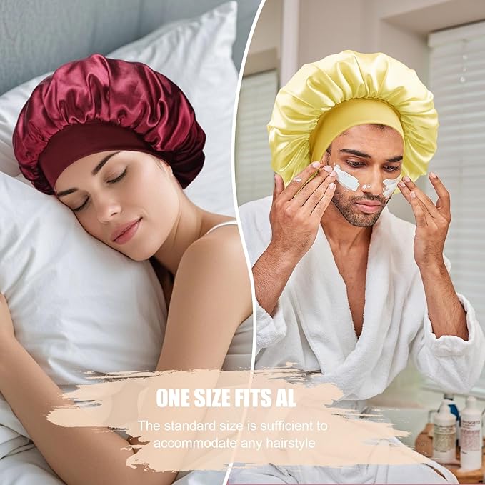 Satin Silk Bonnet for Sleeping, Soft Satin Lined Hair Bonnet for Women, Double Layer Sleep Nightcap