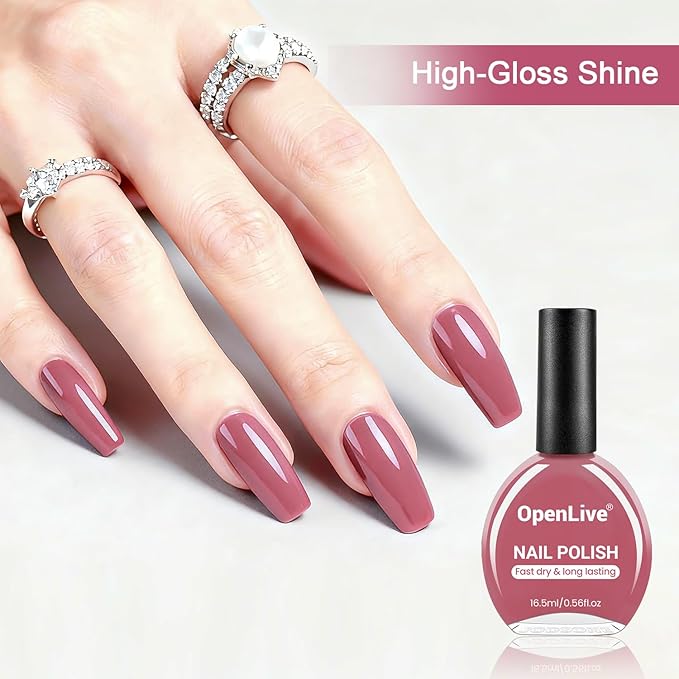 16.5ml Dark Pink Nail Polish Large Volume Quick Drying Nail Polish, Fast Drying and Long Lasting Color Nail Art DIY Home Manicure Gift for Women