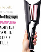 ELLA BELLA® Ultimate Waver Curling Iron • Crimper Hair Tool • Adjustable Heat Settings • Dual Voltage Hair Curler • Anti-Scald Tech • Ionic Ceramic Coating for Long-Lasting, Frizz-Free Beach Waves