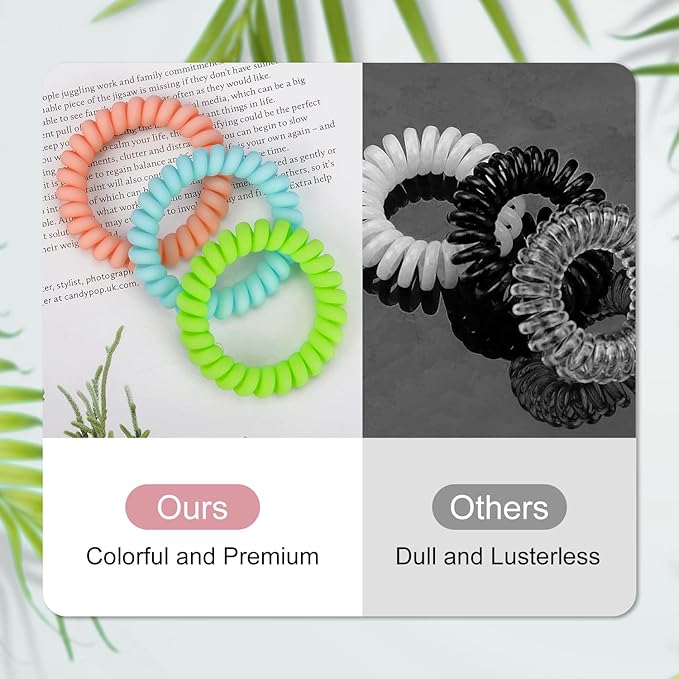 JessLab Spiral Hair Ties for Women, 10-Pack Traceless No-Damage Ponytail Holders, Coils Hair Bands for Girls, Assorted Colors