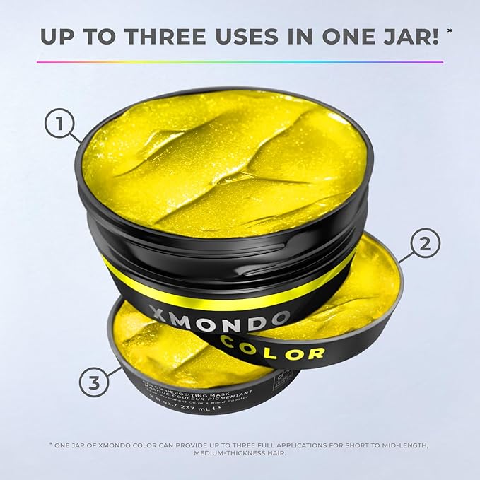 XMONDO Color Super Yellow Depositing Mask & Semi-Permanent Yellow Dye | Infused with Bond Booster Technology & Hyaluronic Acid for Nourishment, Revitalization & Repair, Vegan Formula, 8 Fl Oz 1-Pack