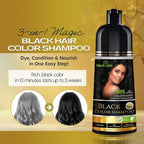 Herbishh Hair Color Shampoo for Gray Hair – Natural Hair Dye Shampoo – Lasts Up To 3-4 Weeks – 500ML – 3-In-1 Hair Color – Colors, Cleanses, and Conditions (Black GiftSet)