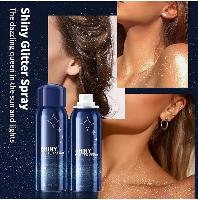 2 Pcs Body Glitter Spray, Perfect Long Lasting Quick Shiny Spray for Music Festival Stage Makeup and Festival Hair and Face Glitter Spray Highlighter Makeup. ﻿