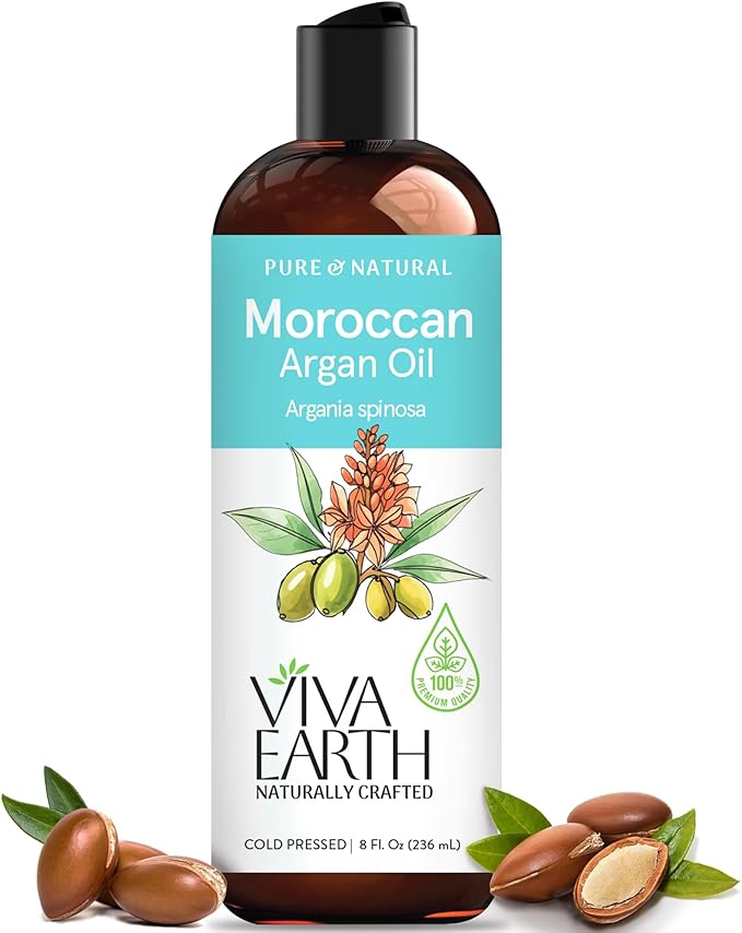 Argan Oil – 100% Pure and Natural Cold-Pressed for Face, Hair, Skin, Beard, Cuticles, and DIY Carrier Blends – Lightweight, Fast-Absorbing Cosmetic Oil, 8 Fl. Oz