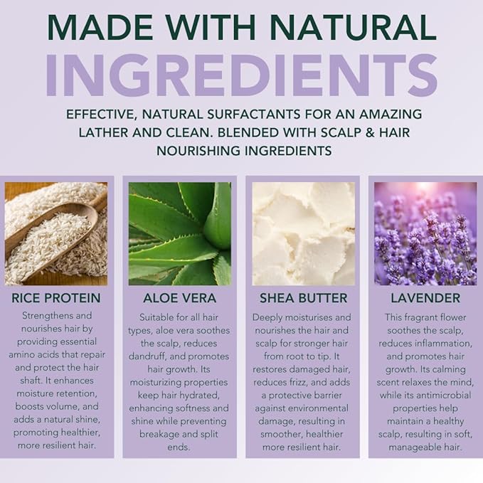 Natures Aid Rice Protein Shampoo Bar, 2.5 oz, 2 Pack (Lavender Rosemary)