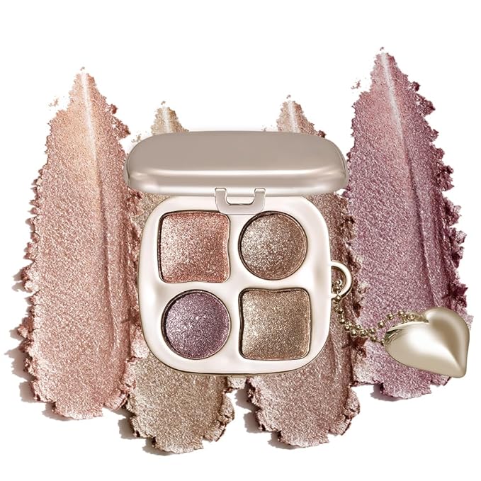 Metallic Rose Gold Shimmer Eyeshadow Palette with Mirror – Blendable Long-Lasting Everyday Eye, Gold Bronze Glitter & Neutral Glam Contour Makeup Palette, Perfect for Blue, Green & Brown Eyes