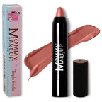 Mommy Makeup Triple Sticks Lipstick, Cream Blush & Treatment All-In-One with Shea & Cocoa Butter - Soft & Creamy Moisturizing Lip Crayon For Lips & Cheeks (Bare Babe)